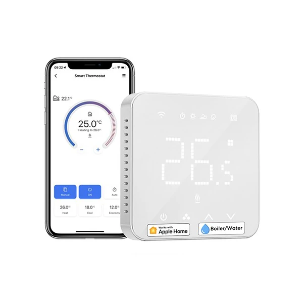 Розумний кімнатний Wi-Fi термостат для водяної теплої підлоги з LED-дисплеєм та Apple HomeKit | Meross Smart Thermostat