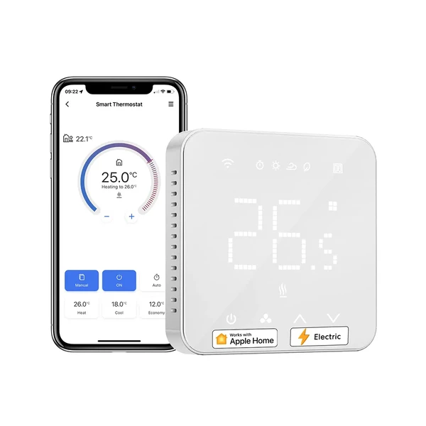 Розумний кімнатний Wi-Fi термостат для електричної теплої підлоги з LED-дисплеєм та Apple HomeKit | Meross Smart Thermostat