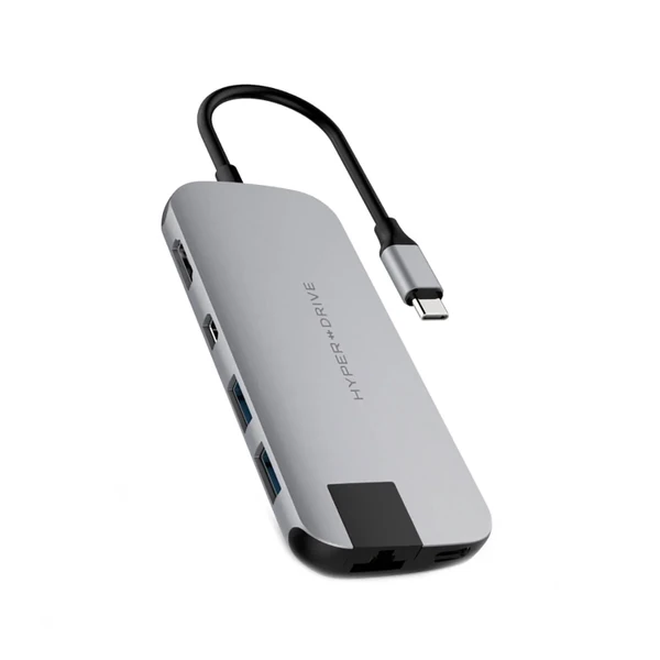 Хаб (адаптер) HyperDrive SLIM 8-in-1 USB-C PD 4K30Hz HDMI Hub для MacBook | iPad Space Gray