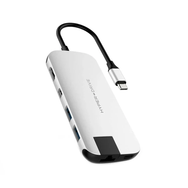 Хаб (адаптер) HyperDrive SLIM 8-in-1 USB-C PD 4K30Hz HDMI Hub для MacBook | iPad Silver