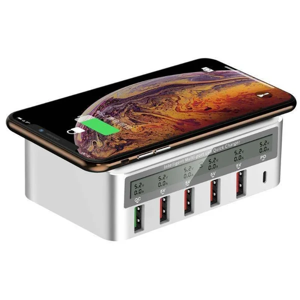 Беспроводное зарядное устройство Wireless Charger Staction PD18W QC3.0 6 ports