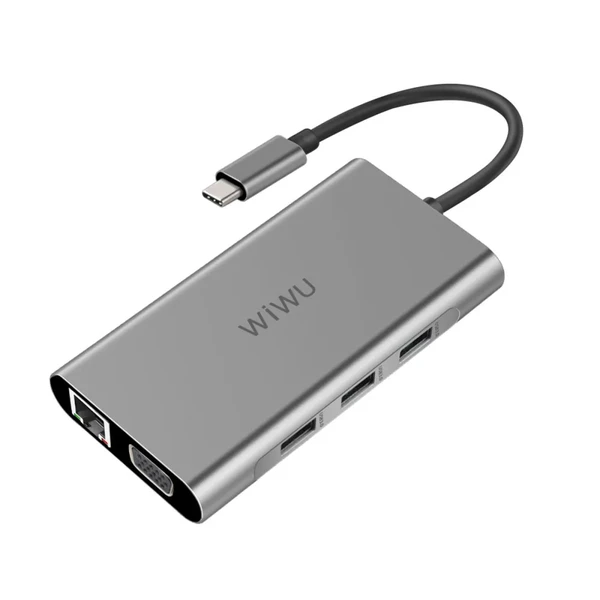 Алюмінієвий концентратор WIWU Apollo USB Type-C 10 in 1 Hub Grey