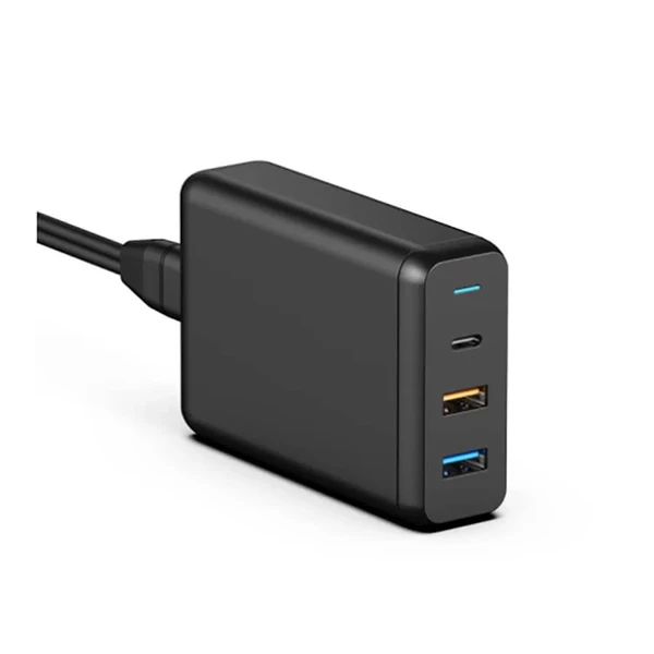 Швидке зарядний пристрій Wiwu Power Turbo 4 in 1 Charger Dual USB-C PD 75W (US) + EU адаптер