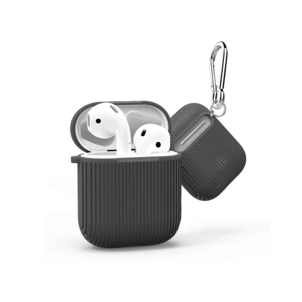 Чохол з карабіном Wiwu Vertical Stripe Gray для AirPods у Кропивницькому