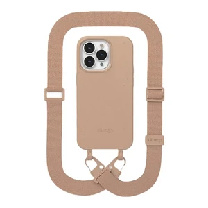 Эко-чехол с ремешком Woodcessories Case with Strap Taupe Brown для iPhone 14 Pro Max