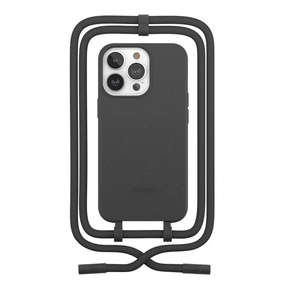 Еко-чохол із шнурком Woodcessories Crossbody Case Black для iPhone 14 Pro Max у Житомирі