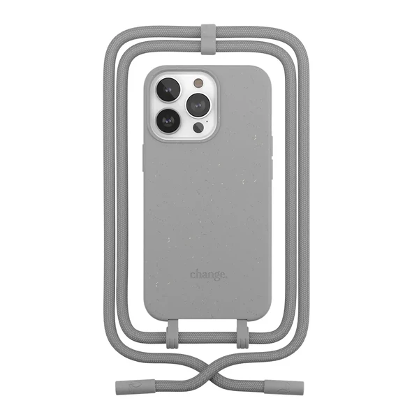 Эко-чехол со шнурком Woodcessories Crossbody Case Cool Grey для iPhone 14 Pro