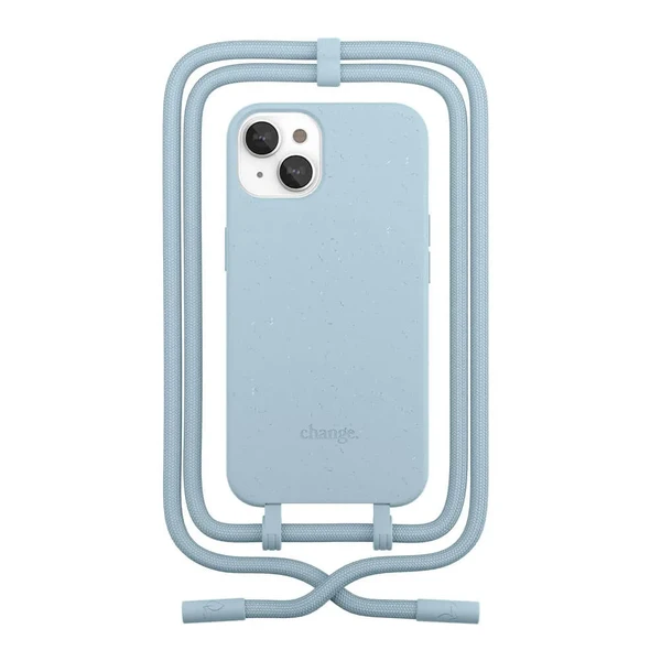 Еко-чохол з ремінцем Woodcessories Crossbody Case Pastel Blue для iPhone 13 mini