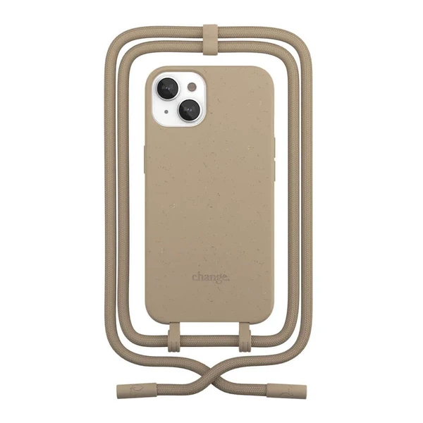 Еко-чохол з ремінцем Woodcessories Crossbody Case Taupe Brown для iPhone 13 mini