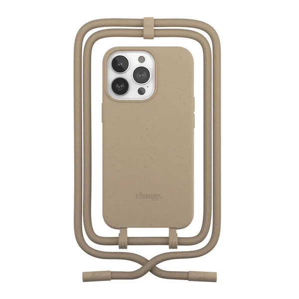 Еко-чохол з ремінцем Woodcessories Crossbody Case Taupe Brown для iPhone 13 Pro в Запоріжжі