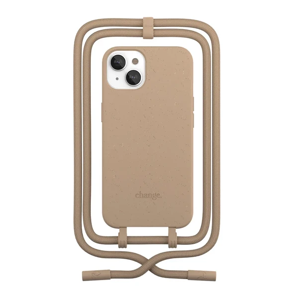 Эко-чехол со шнурком Woodcessories Crossbody Case Taupe Brown для iPhone 14 Plus в Сумах