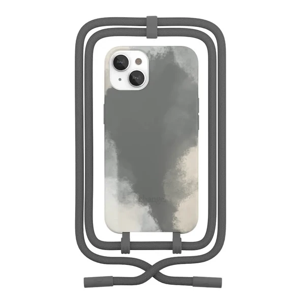 Еко-чохол з ремінцем Woodcessories Crossbody Change Case Batic Anthracite Grey для iPhone 13