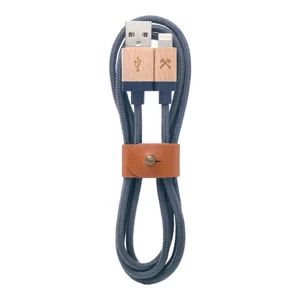 Нейлоновый кабель из натурального дерева Woodcessories EcoCable Lightning to USB Blue 1.2m