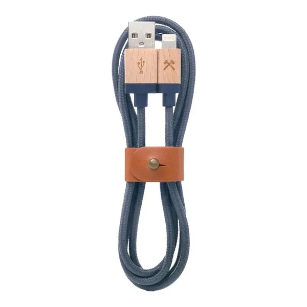 Нейлоновий кабель з натурального дерева Woodcessories EcoCable Lightning to USB Blue 1.2m