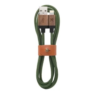 Нейлоновый кабель из натурального дерева Woodcessories EcoCable Lightning to USB Green 1.2m