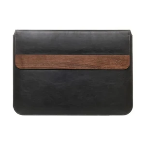 Шкіряний чохол Woodcessories EcoPouch Walnut | Black Lather для MacBook Air 11" |  Air 13" | Pro 13"