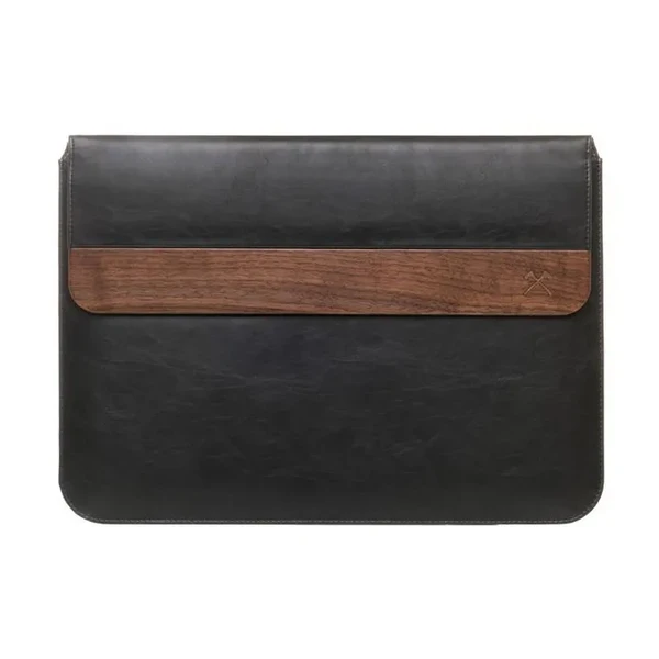 Шкіряний чохол Woodcessories EcoPouch Walnut | Black Lather для MacBook Air 11" |  Air 13" | Pro 13"