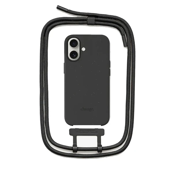 Еко-чохол зі шнурком Woodcessories Necklace Case Crossbody Black для iPhone 16 Plus