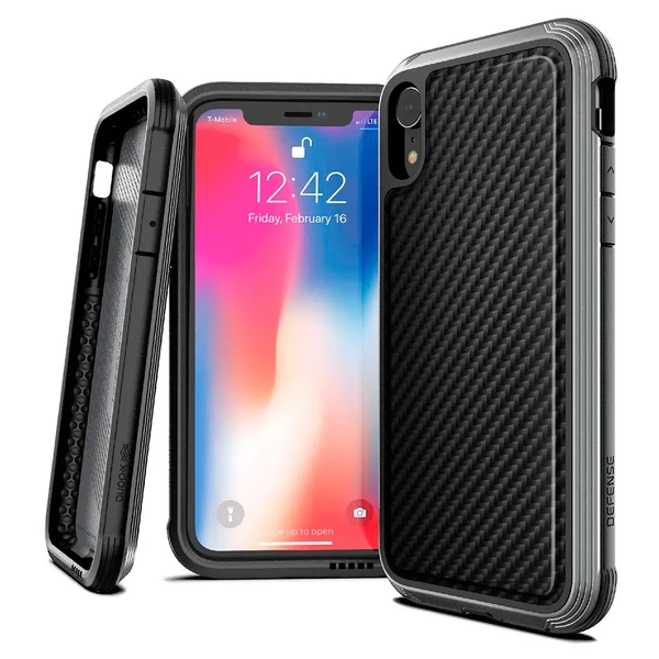 Протиударний чохол X-Doria Defense Lux Black Carbon для iPhone XR