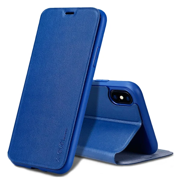 Шкіряний чохол-книжка X-Level FIB COLOR Blue для iPhone X | XS