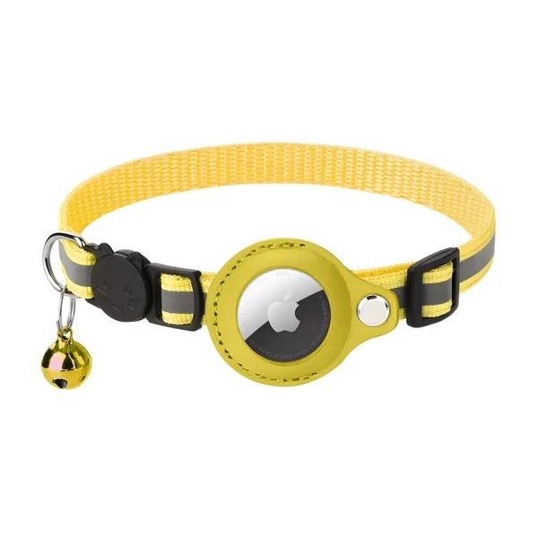 Нашийник для котів та собак з тримачем Apple AirTag та дзвіночком | iLoungeMax Cat Bell Collar Yellow