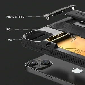 Противоударный чехол-кошелек с подставкой VRS Design Damda Glide Hybrid Black для iPhone 14 Pro Max - Фото 8