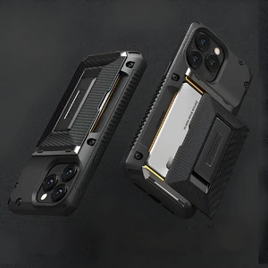 Противоударный чехол-кошелек с подставкой VRS Design Damda Glide Hybrid Black для iPhone 14 Pro Max - Фото 4