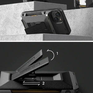 Противоударный чехол-кошелек VRS Design Damda Glide Hybrid Groove Black для iPhone 15 - Фото 9