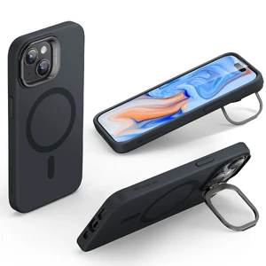 Защитный силиконовый чехол MagSafe с подставкой ESR Cloud Soft Case Stash Stand Black для iPhone 15 Plus - Фото 3