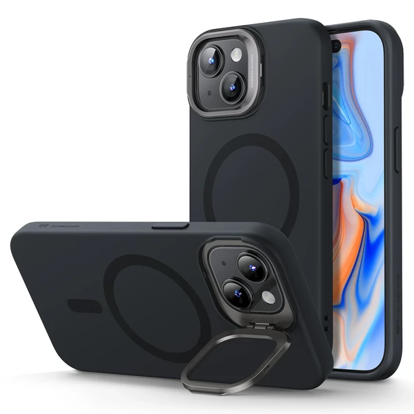 Захисний силіконовий чохол MagSafe з підставкою ESR Cloud Soft Case Stash Stand Black для iPhone 15 Plus в Чернівцях
