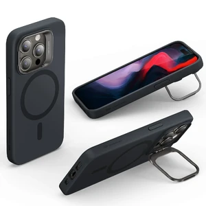 Защитный силиконовый чехол MagSafe с подставкой ESR Cloud Soft Case Stash Stand Black для iPhone 15 Pro Max - Фото 3