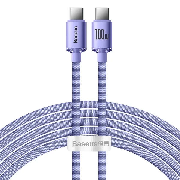 Зарядний кабель Baseus Crystal Shine Type-C to Type-C Purple 100W (2m) у Луцьку