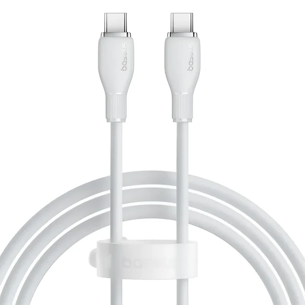 Зарядний кабель Type-C to Type-C для швидкої зарядки Baseus Pudding Series White 100W (1.2m)