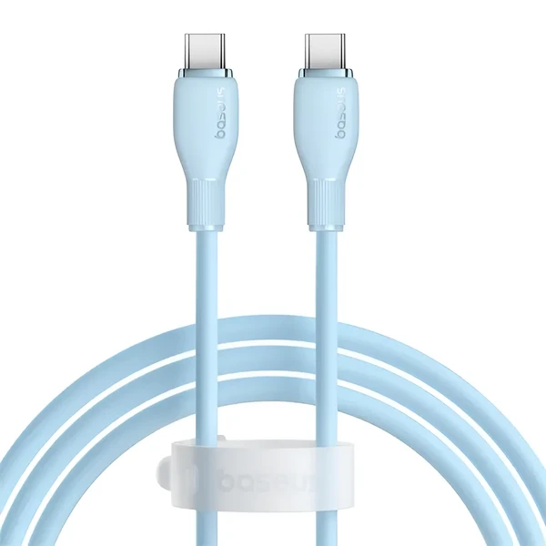 Зарядний кабель Type-C to Type-C для швидкої зарядки Baseus Pudding Series Blue 100W (1.2m)