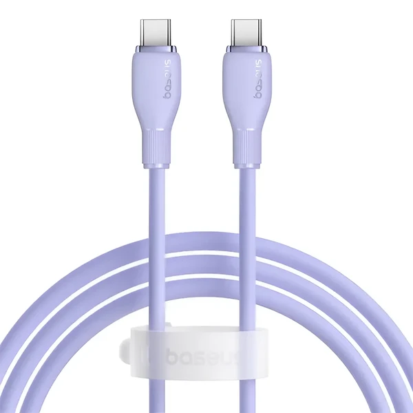 Зарядний кабель Type-C to Type-C для швидкої зарядки Baseus Pudding Series Purple 100W (1.2m)