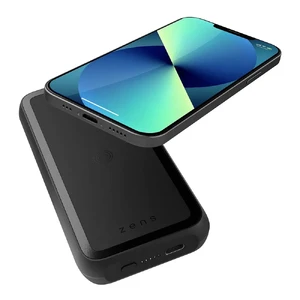 Повербанк с подставкой Zens Magnetic Single Wireless Powerbank MagSafe with Stand 10000 mAh Black - Фото 2