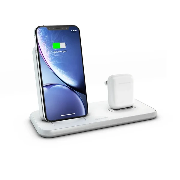 Бездротова док-станція Zens Stand + Dock Aluminium Wireless Charger White 10W