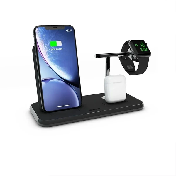 Бездротове зарядний пристрій Zens Stand + Dock + Watch Aluminium Black 10W