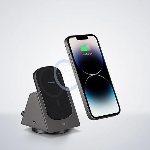 Бездротовий зарядний пристрій 3-in-1 Pitaka MagEZ Slider 2 Twill Black/Grey для iPhone | AirPods | Apple Watch