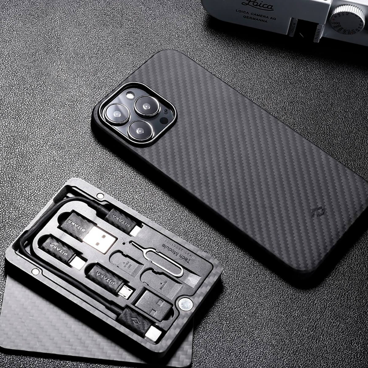 Надежный чехол-накладка Pitaka MagEZ Case 2 iPhone 13 Pro Max Black/Blue