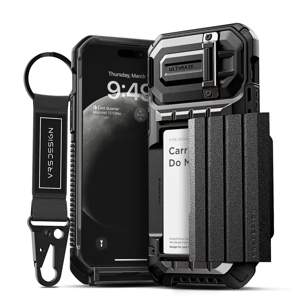 Противоударный чехол-кошелек VRS Design Case Damda Glide Ultimate Black для iPhone 15