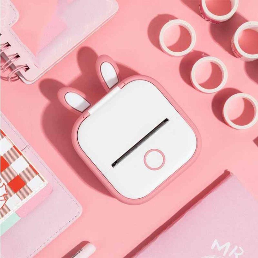 Беспроводной портативный термопринтер Phomemo T02 Pink для печати наклеек