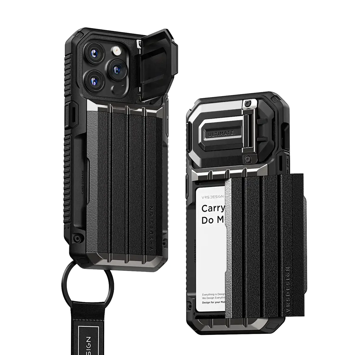 Противоударный чехол-кошелек VRS Design Case Damda Glide Ultimate Black для iPhone 15