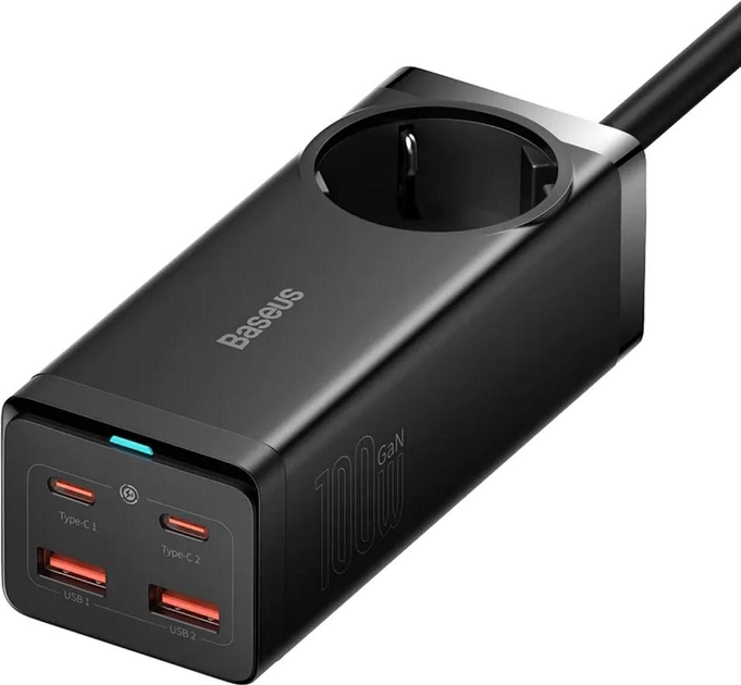 Быстрое сетевое зарядное устройство Baseus 100W GaN3 Pro Power Strip AC+2 USB A+2 USB Type C+PD100W