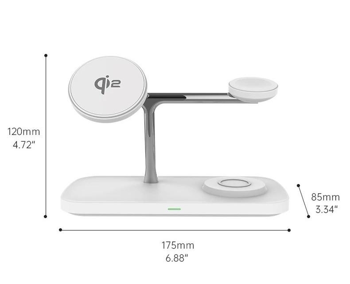 Док-станція iLoungeMax Qi2 Magnetic Charger Station 3in1 White для iPhone | AirPods | Apple Watch