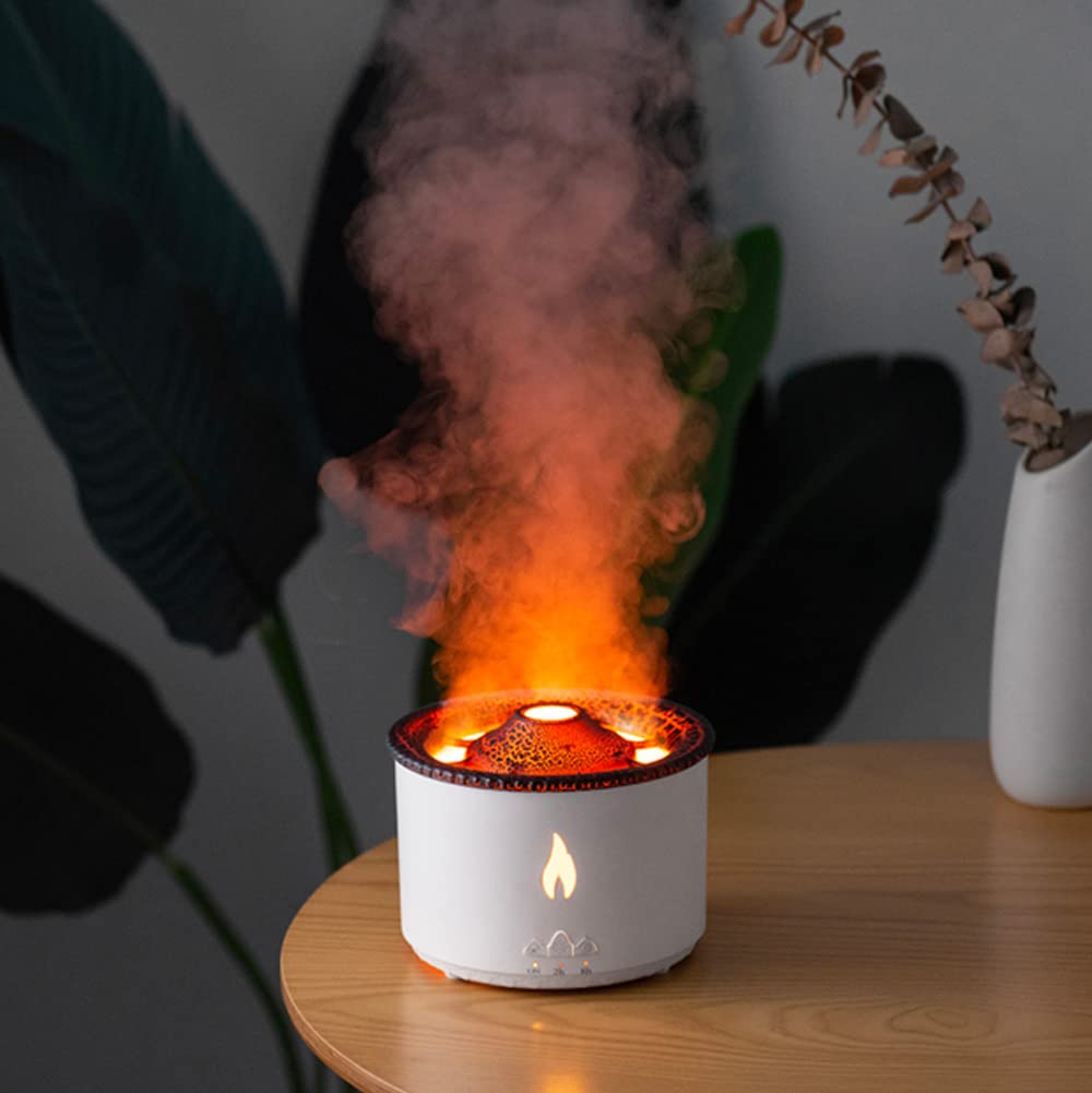 Ультразвуковий масляний дифузор 360 мл зі зволожувачем повітря | iLoungeMax Volcanic Flame Aroma Oil Diffuser White