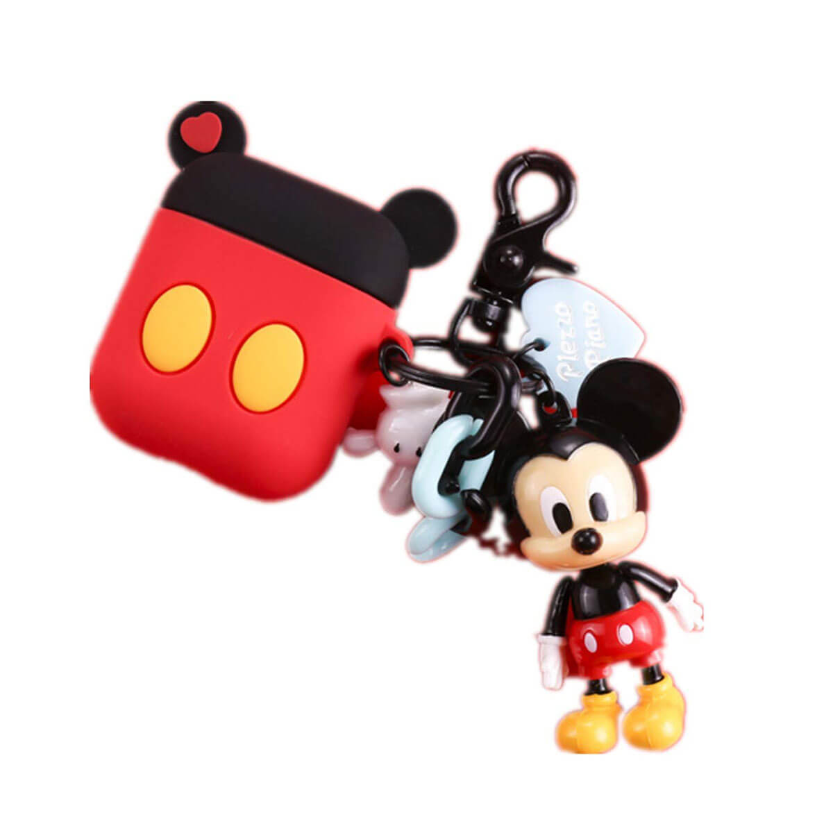 Мультяшный силиконовый чехол для AirPods с карабином iLoungeMax Mickey Mouse Черный