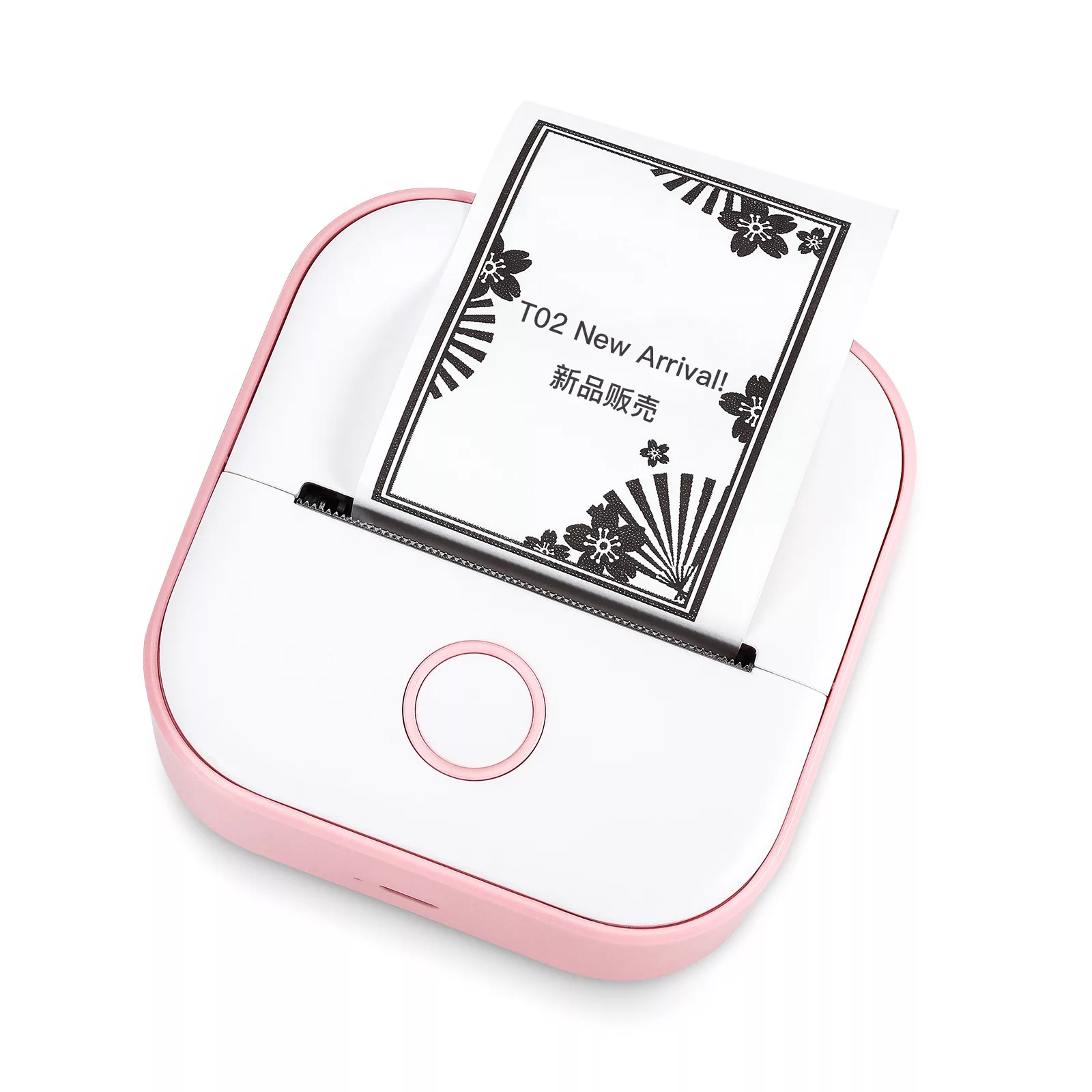 Беспроводной портативный термопринтер Phomemo T02 Pink для печати наклеек