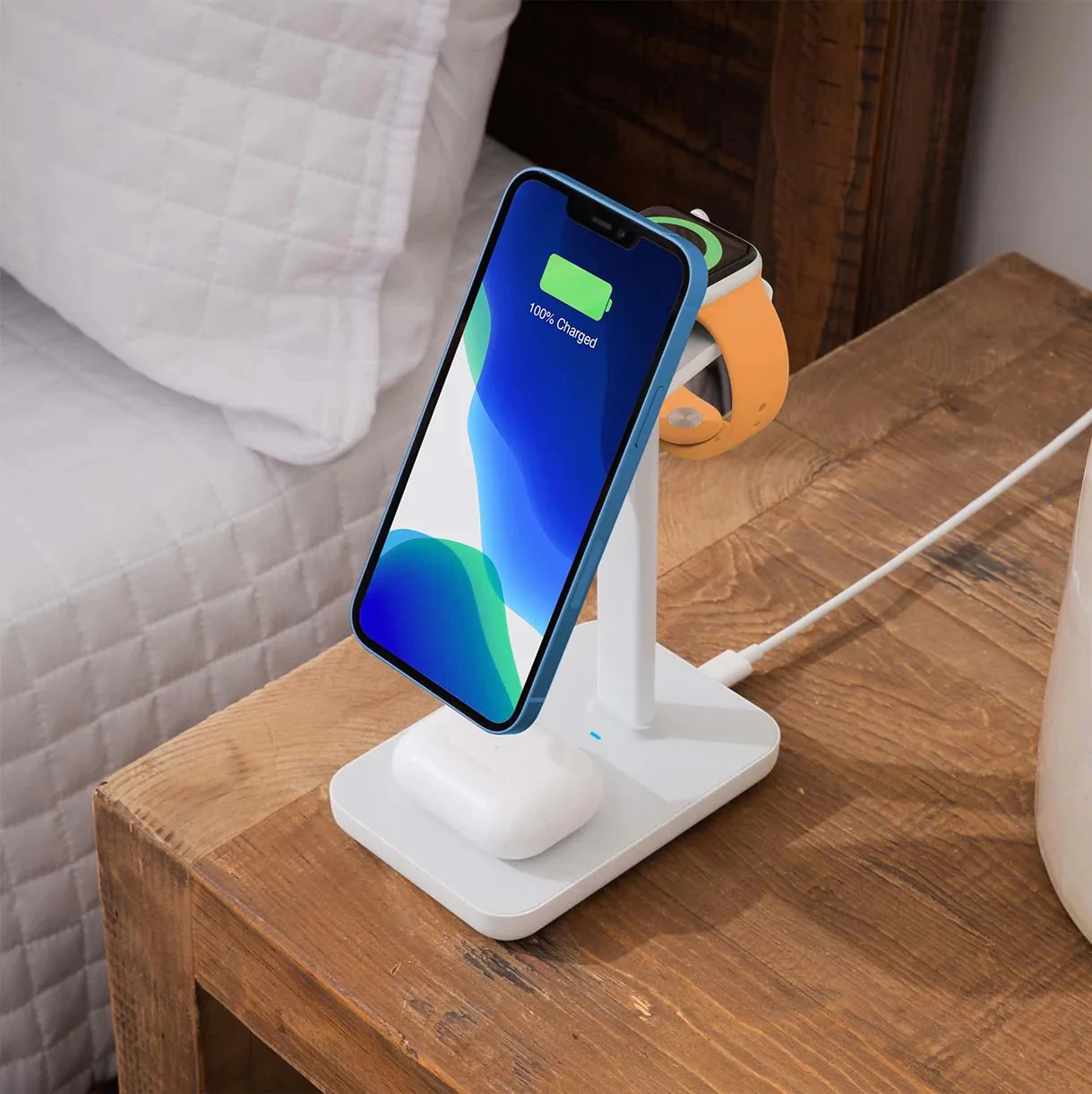 Магнитная док-станция 3-в-1 TwelveSouth HiRise 3 White с кабелем USB-C для iPhone AirPods | Apple Watch
