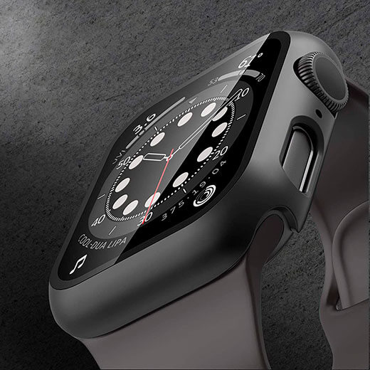 купити прозорий чохол із захисним склом iLoungeMax Black Matte Premium Case PC+Glass для Apple Watch 40mm
